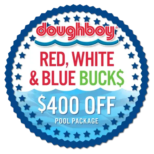 Doughboy Red White & Blue Bucks $400 off pool package badge