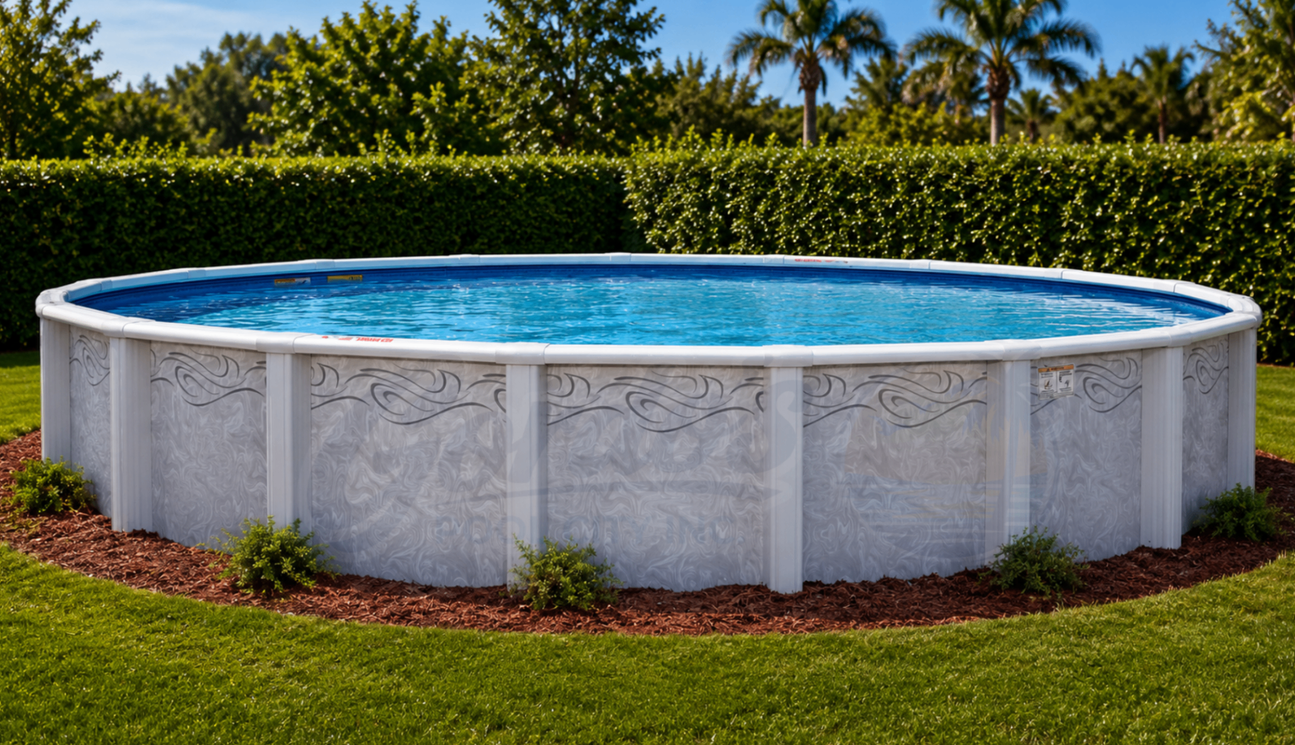 Doughboy Saratoga above-ground pool installed in a Central Valley backyard