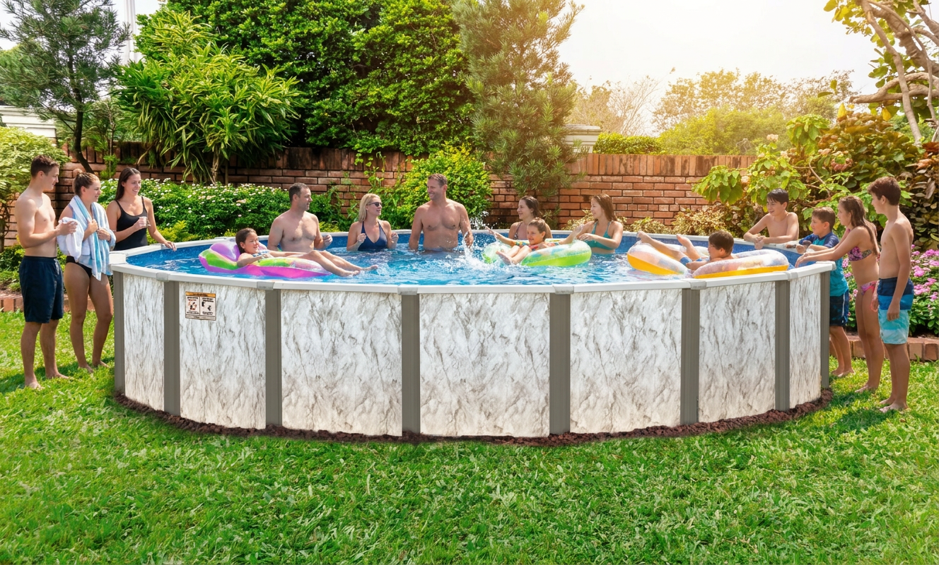 Families near Ripon, CA enjoying a Doughboy above-ground pool from Gordo's
